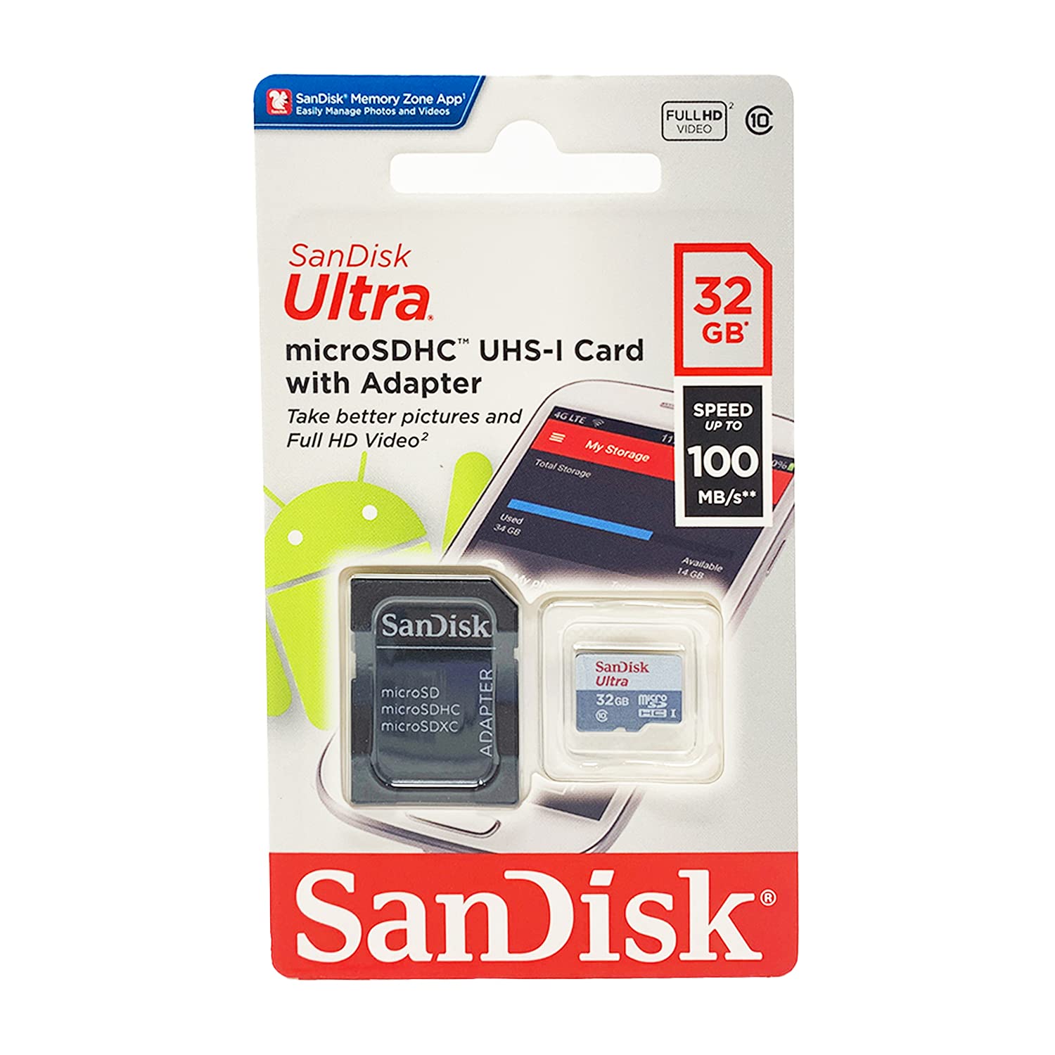 SanDisk Ultra 32GB microSDHC UHS-I Memory Card with Adapter