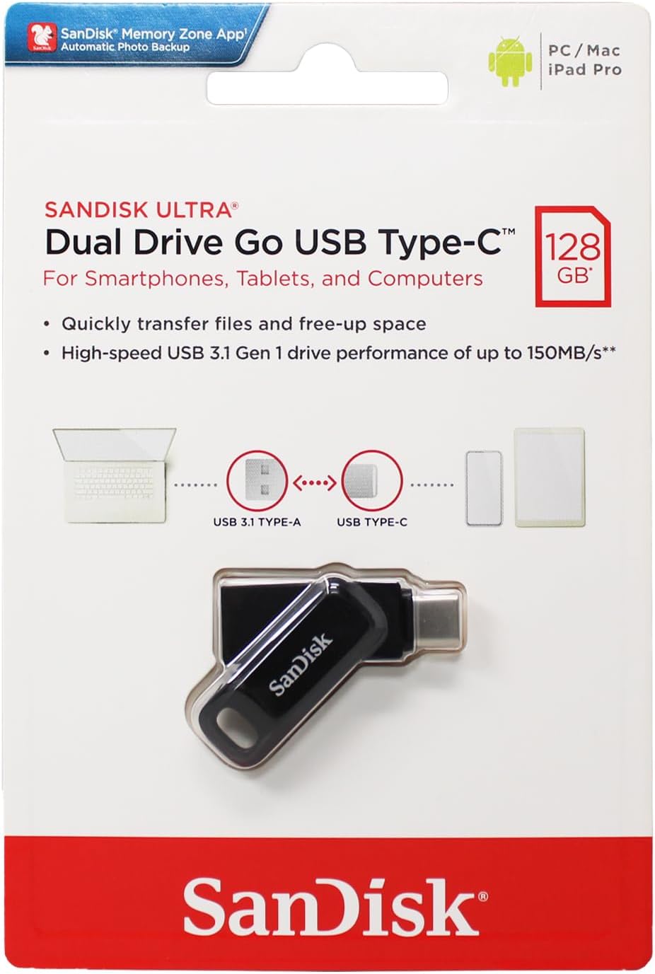 Sandisk Dual Drive Go USB-A Type-C 128GB