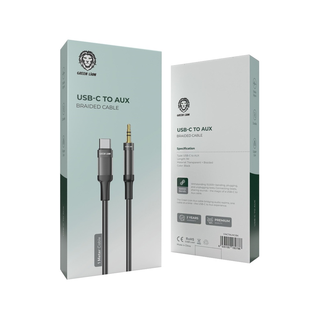Green Lion USB-C to AUX Braided Cable