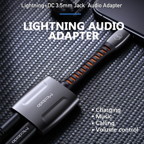 MCDODO Lightning to Lightning & DC 3.5mm Audio Adapter