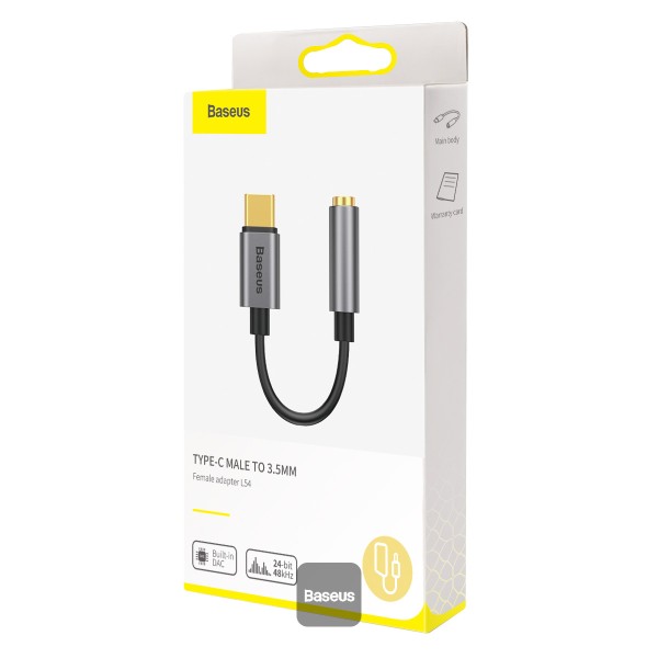 Baseus Headphone Adapter Type-C to 3.5MM Female Adaptor L54 - Black