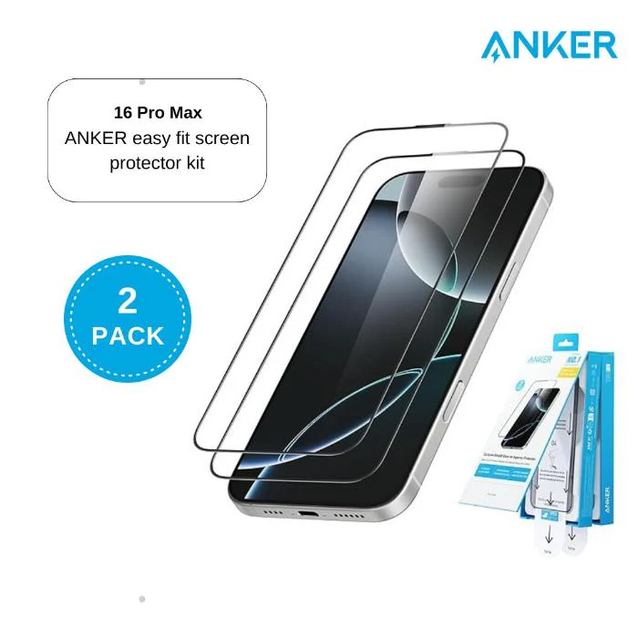 Anker iPhone 16 Pro Max Easy Fit Privacy Screen Protector Kit 2-Pack