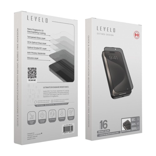 Levelo Privacy Glass for iPhone 16 Pro Max