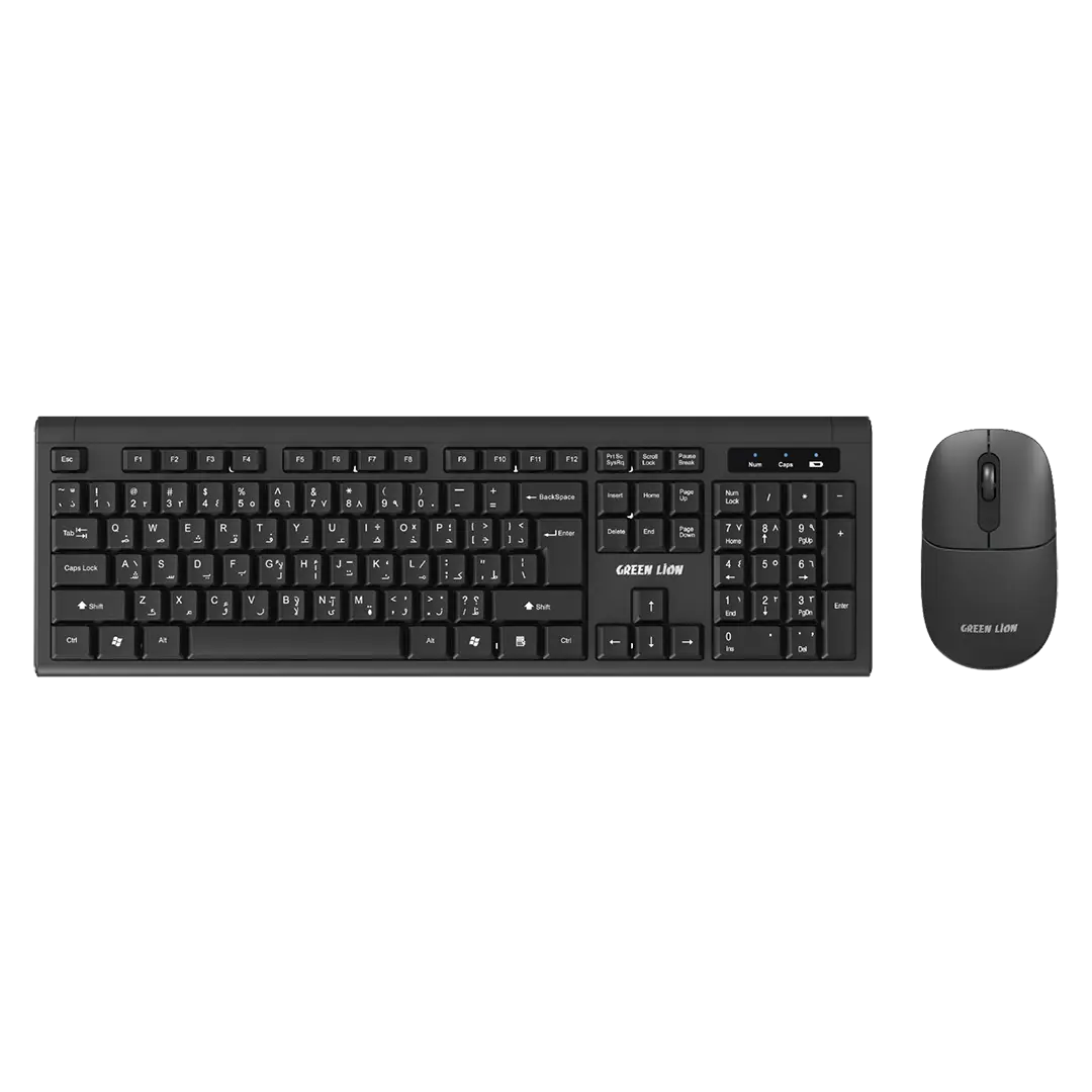 Green Lion GKM-200 Wireless Mouse and Keyboard - Black