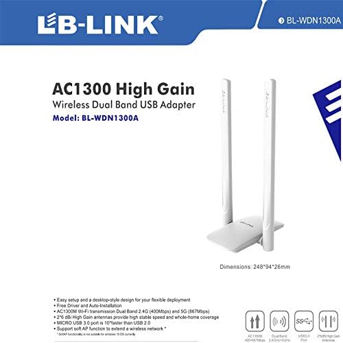 LB LINK BL-WDN1300A AC1300 High Gain Wireless Dual Band USB Adapter