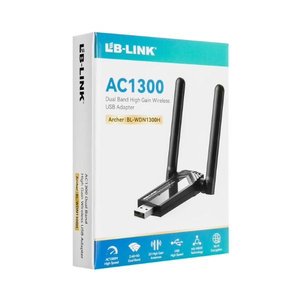 LB-LINK AC1300 High Gain Wireless Dual Band USB Adaptor New chip  RTL8812CU-CG WDN1300H