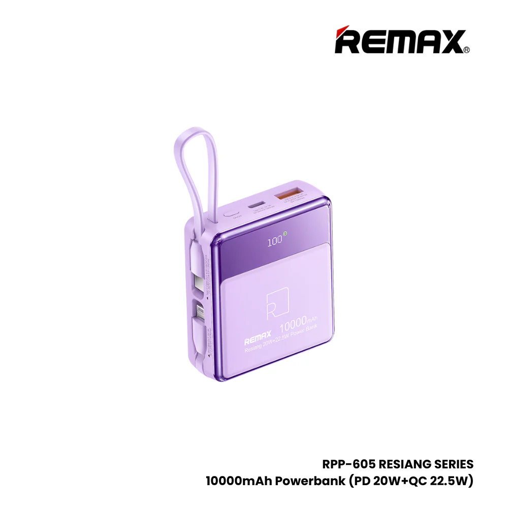 Remax Resiang With Two Fast Charging Cable Pd 22.5 W Rpp-605 10000Mha