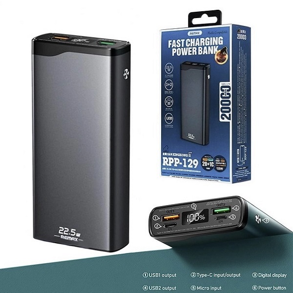 REMAX 22.5W 20000mAh Metal Body Power Bank (RPP-129)