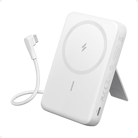 Anker Zolo Power Bank Wireless Charging With Flexible Stand 10K Magnetic Built-In Usb-C Cable
