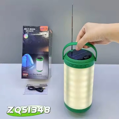 ZQS Outdoor Solar Speaker 3inch Wireless BT FM Portable Lamp Speaker ZQS-1348