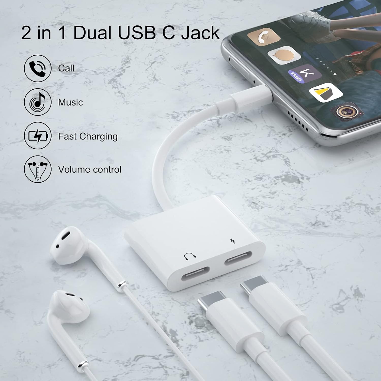 USB-C adapter to dual C Charging & Audio
