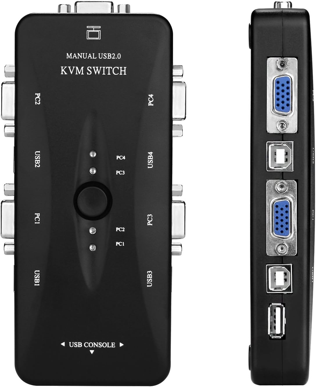 4-Port KVM Switch USB 2.0 Compatible  with Computer Sharing Video Mouse Keyboard Monitor