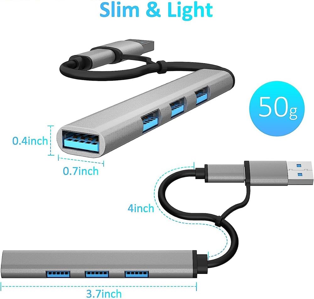 USB Hub 3.0 4 ports with USB & Type C Connector