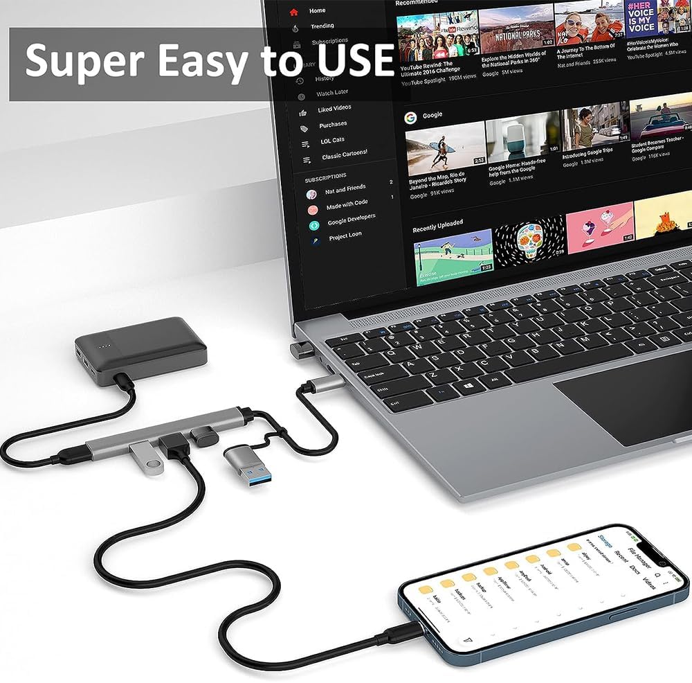 USB Hub 3.0 4 ports with USB & Type C Connector