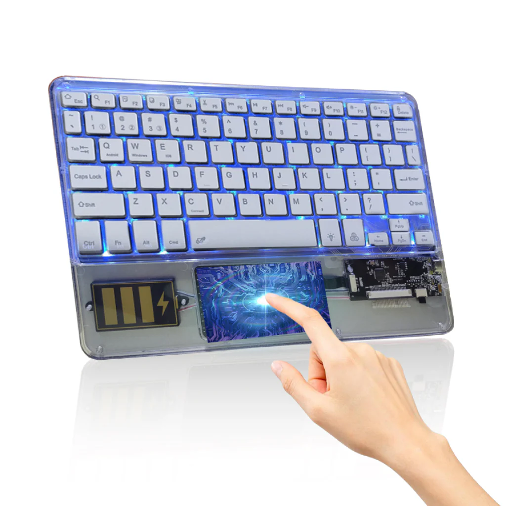 Transparent RGB Bluetooth Keyboard with Touchpad for iPad Android iOS Tablet