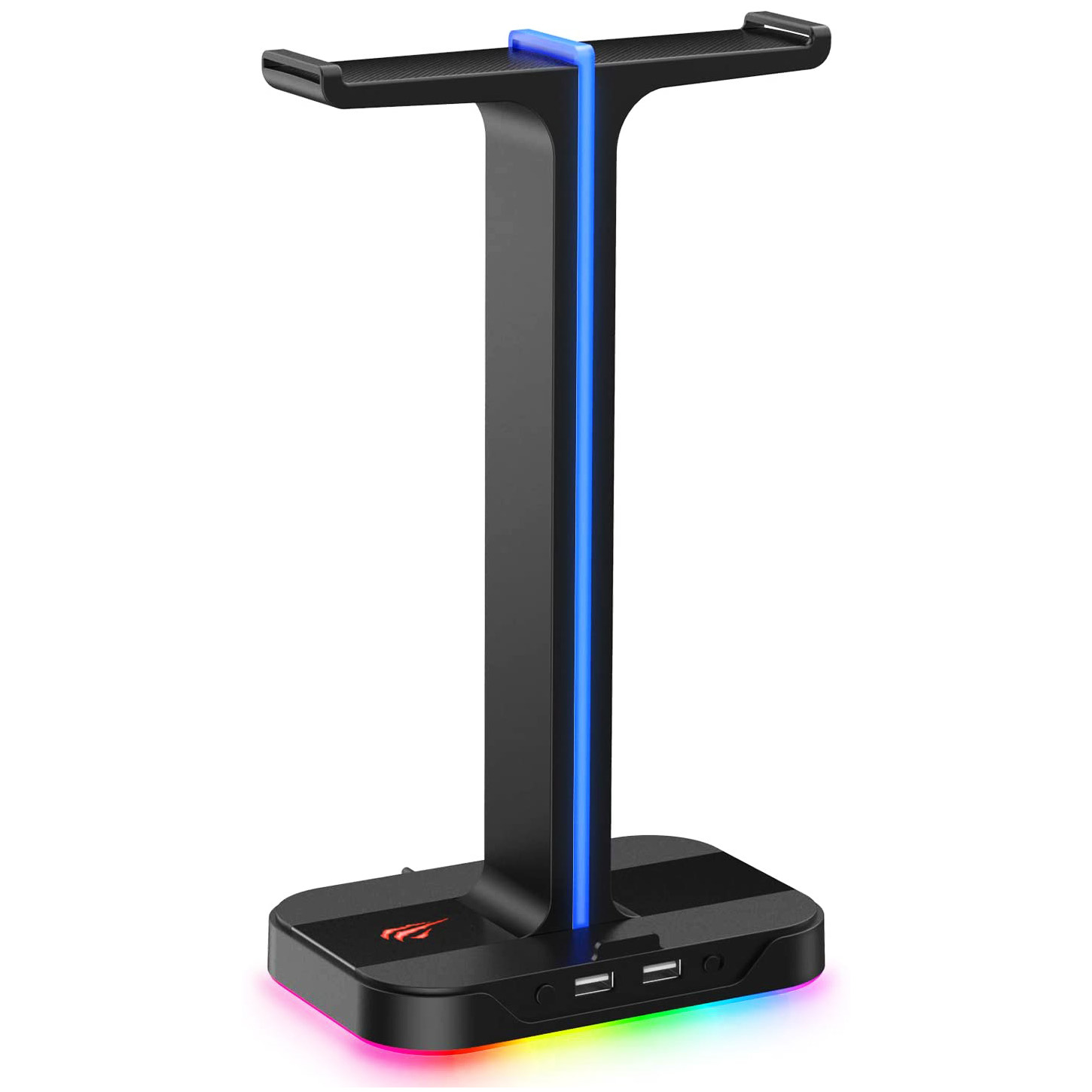 HAVIT RGB Headset Stand with Dual Hanger & 2 USB Ports