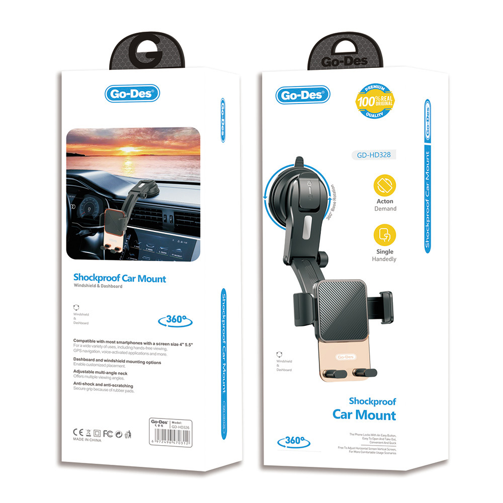 Go Des GD-HD328 360 Degree Rotatable Vacuum Design In-Car Phone Holder