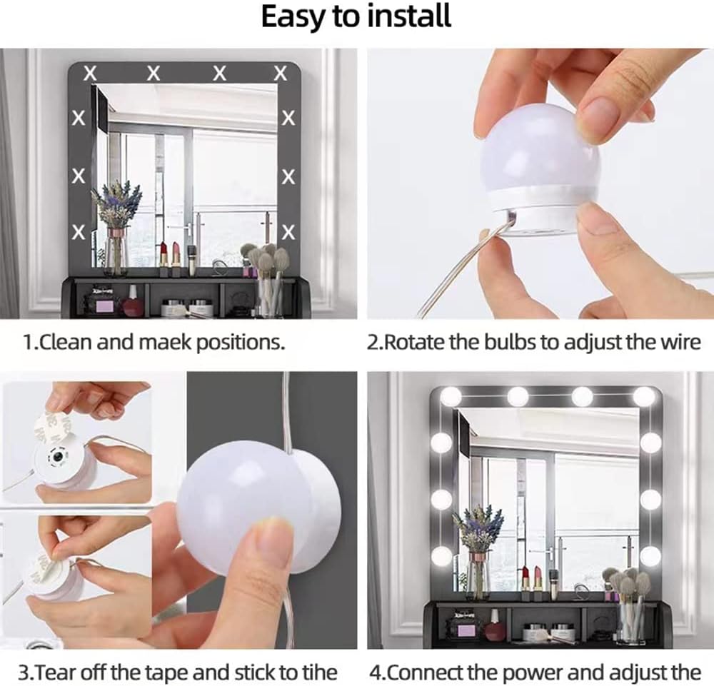 Vanity Mirror Lights 12 Dimmable LED Bulbs