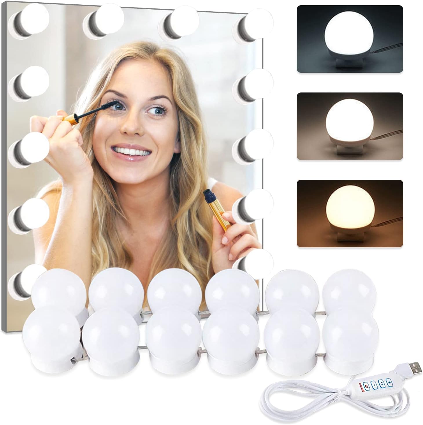 Vanity Mirror Lights 12 Dimmable LED Bulbs
