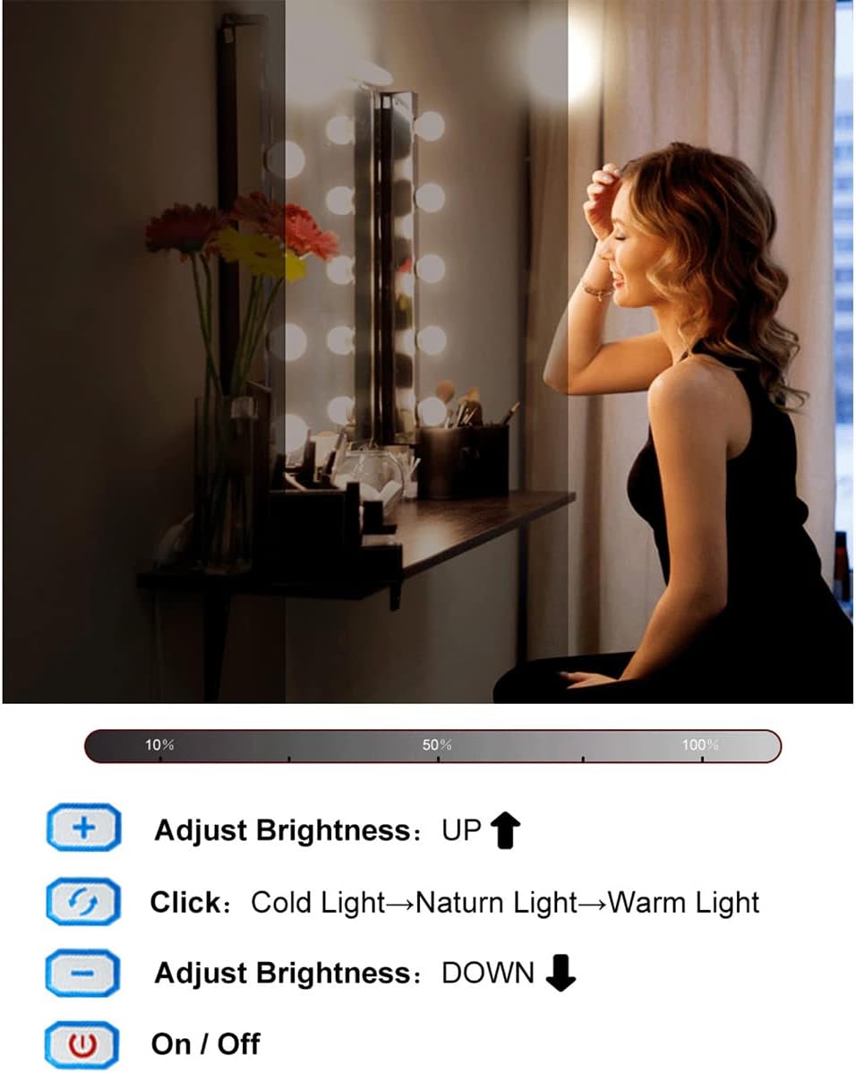 Vanity Mirror Lights 12 Dimmable LED Bulbs