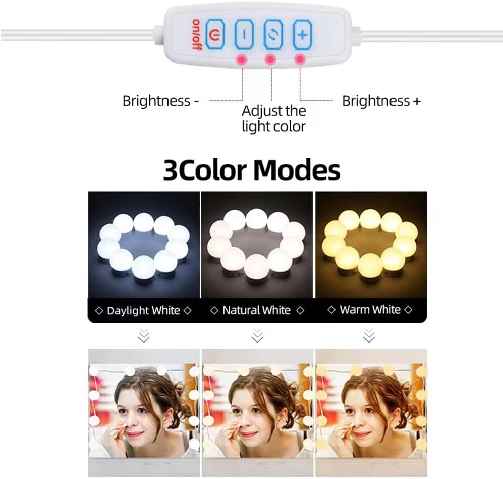 Vanity Mirror Lights 12 Dimmable LED Bulbs
