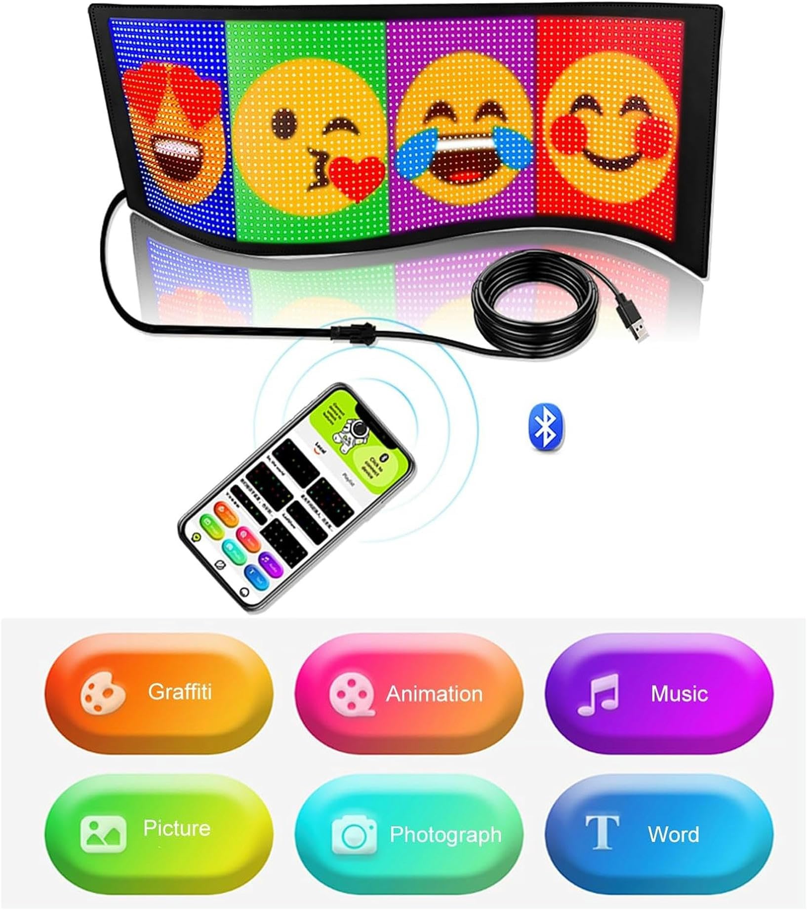LED Screen Sign Advertising RGB Foldable Scrolling Message display Board App Soft Flexible Led Panel