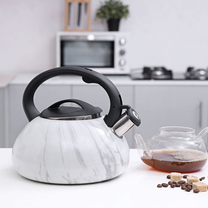 Stainless Steel Marble Design Whistling Kettle 3 L