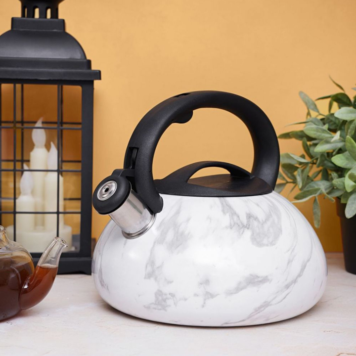 Stainless Steel Marble Design Whistling Kettle 3 L