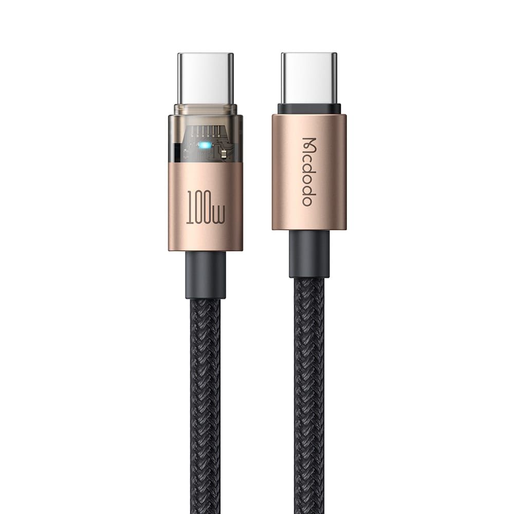 Mcdodo 100w Usb-C To Usb-C Transparent Cable With Charging Light 1.2m - Gold