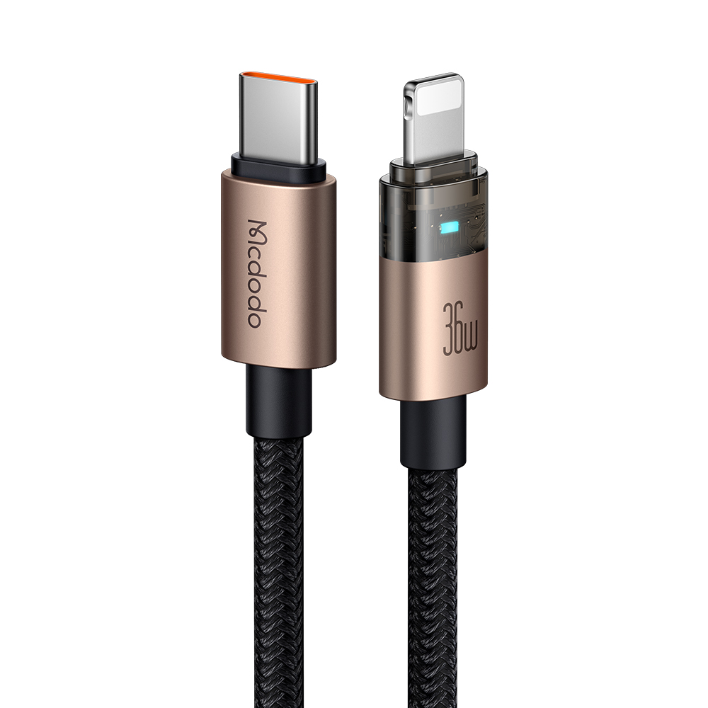 Mcdodo USB-C to Lightning Cable 36W Clear with Charging Light 1.2m - Gold