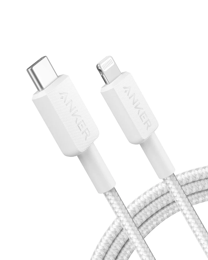 Anker 322 Usb-C To Lightening Cable 3Ft Braided White