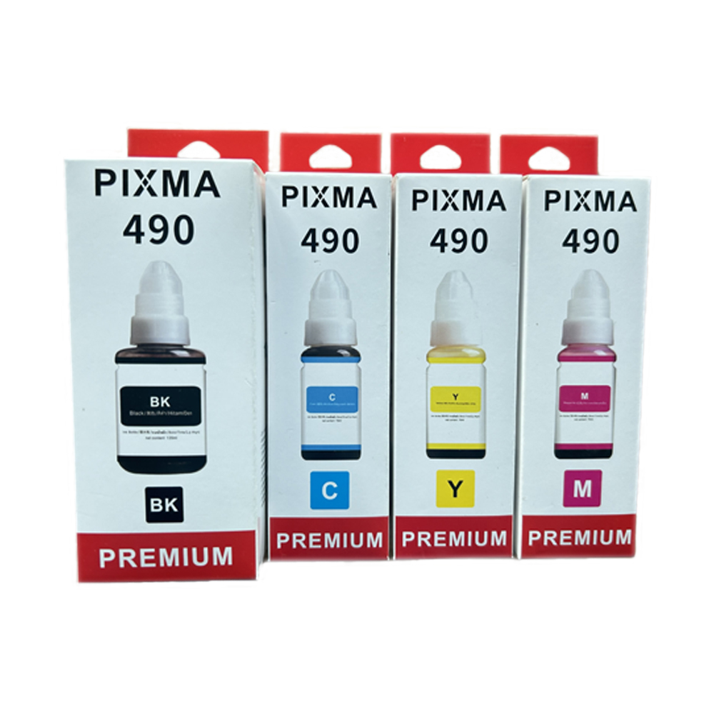 KSI Refillable Dye Ink Compatible with Canon Pixma Printer (Black, Cyan, Magenta, Yellow, 4 Pack) Black
