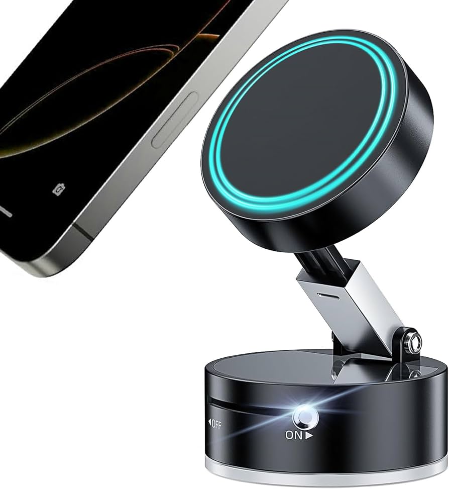 JQUILIWY Magnetic Foldable Suction Cup Phone Holder for Cars