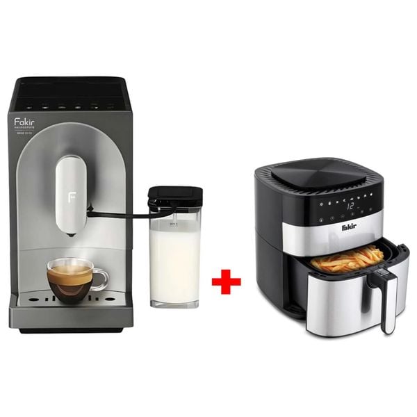 Fakir Vkm6018 - Espresso Makers - Black + Fakir Uno-Chefry - Air Fryer - Silver Gift