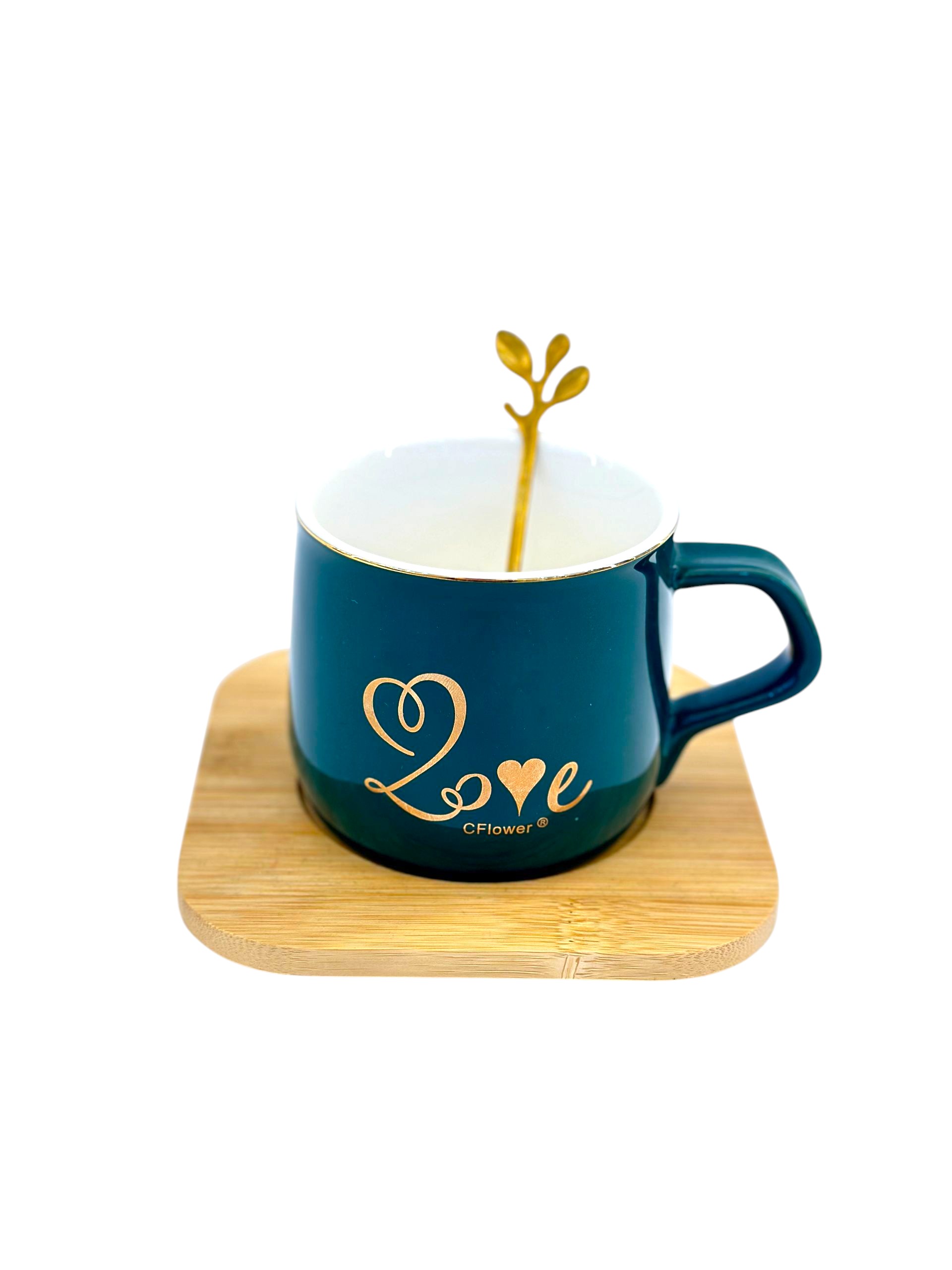 Ceramic mug with wooden base and spoon -18
