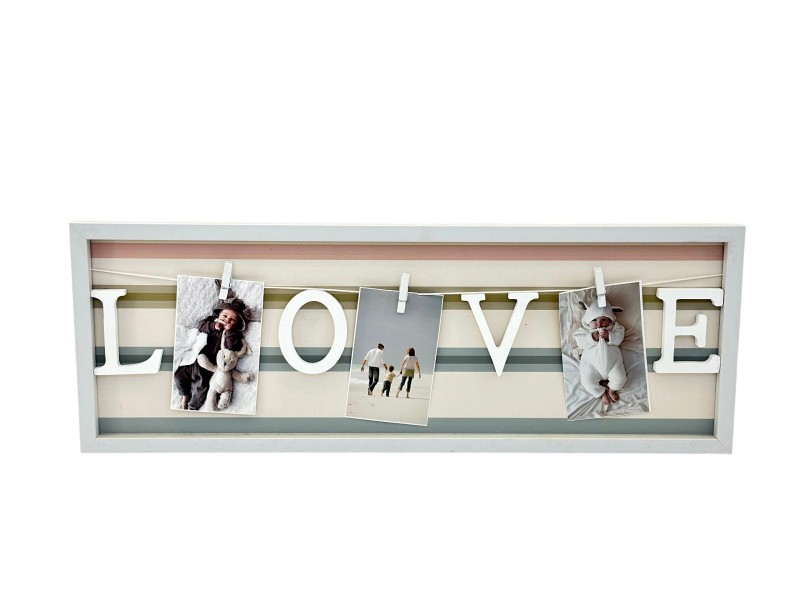 Wall Hanging Heart Shape Picture Frame with Rope