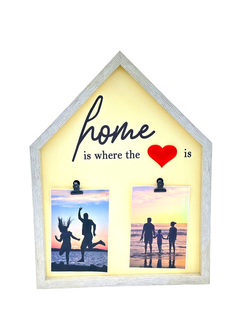 Wall Hanging Heart Shape Picture Frame with Rope (4)