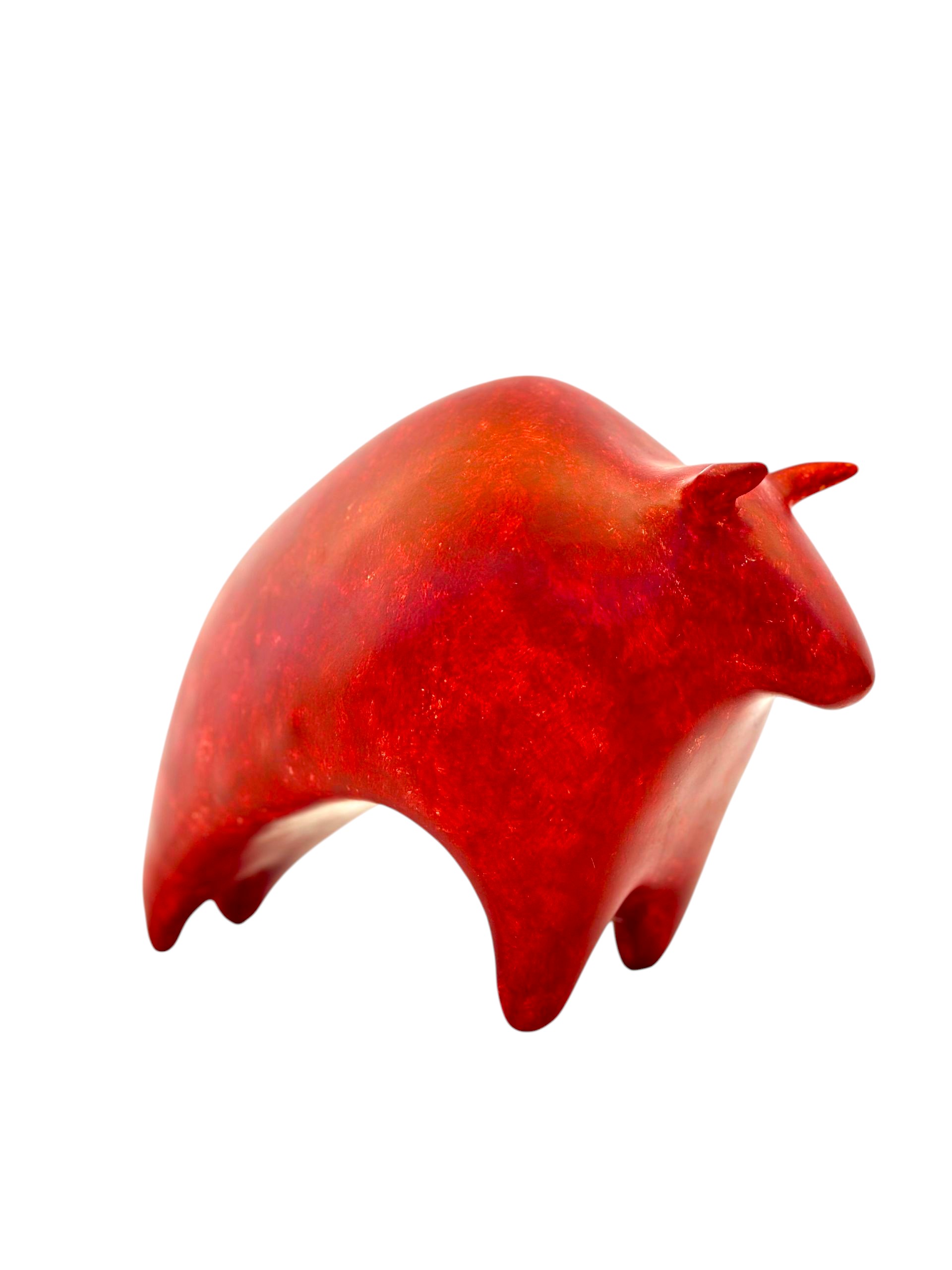 Ceramic Bull Figurine in Red