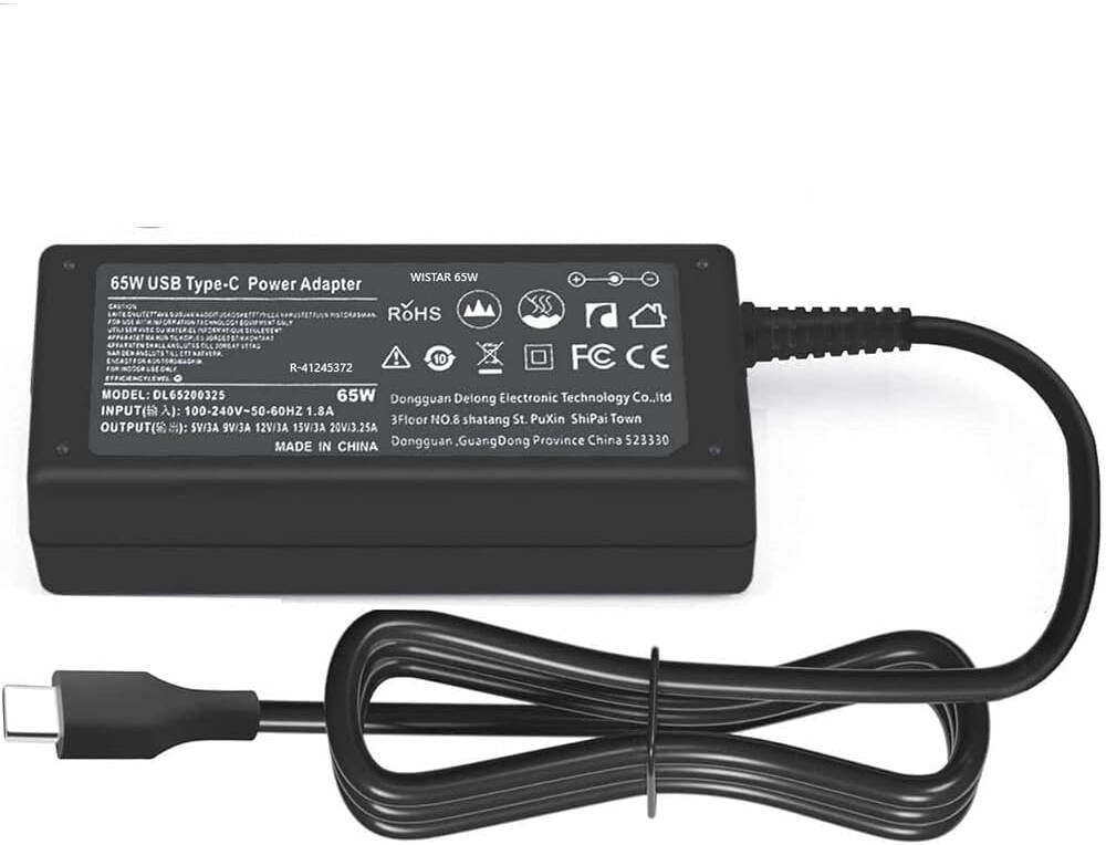 Type-C Laptop Charger, 65W AC Power Adapter, Compatible with Laptops with USB Type-C Charging Port