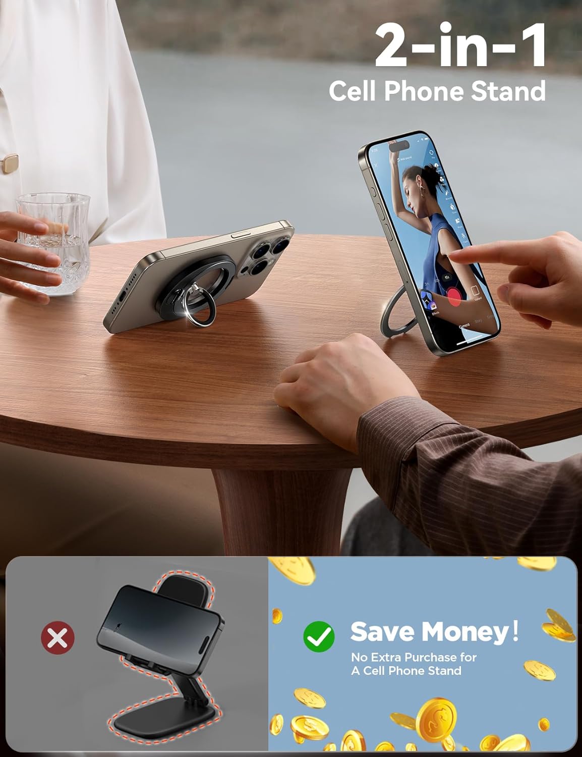 JOYROOM Magnetic Phone Grip Holder Ring Stand Holder 360° Rotate