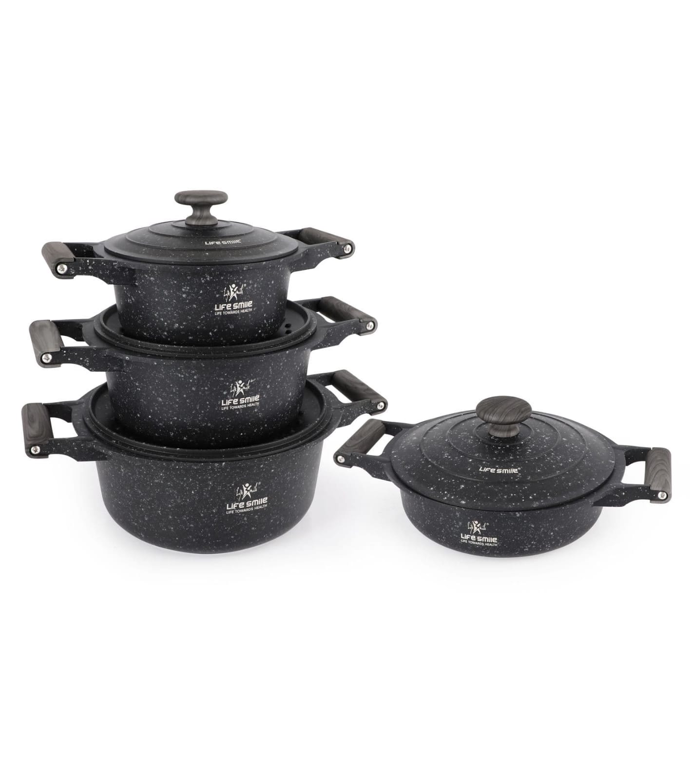 8 Pcs Kitchen Cooking Set with Titanium Coating Induction Bottom