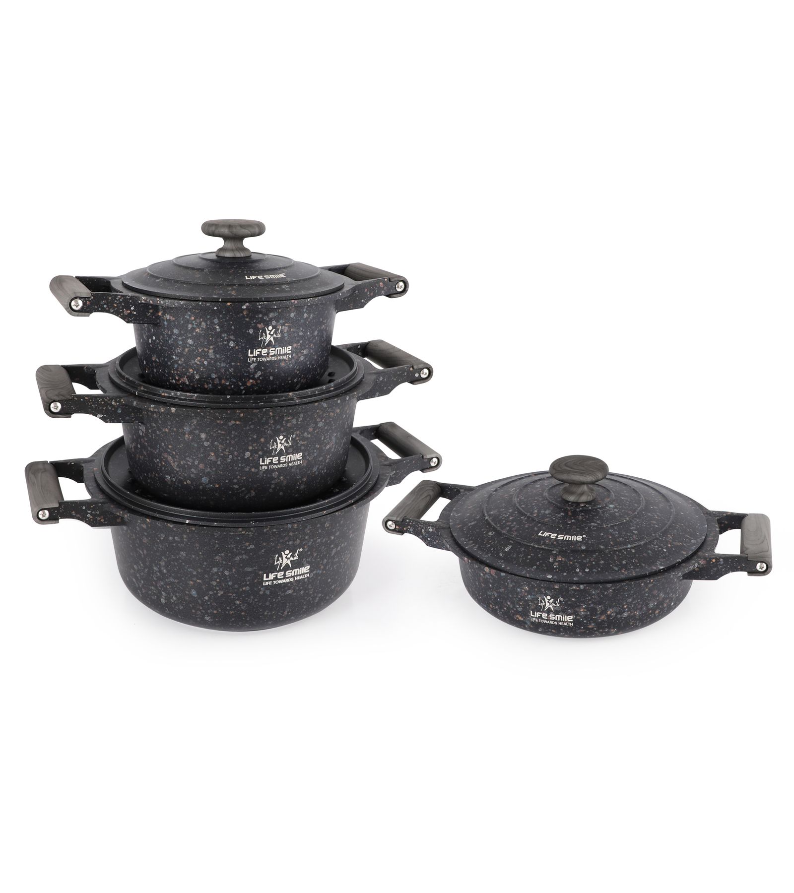 8 Pcs Kitchen Cooking Set with Titanium Coating Induction Bottom