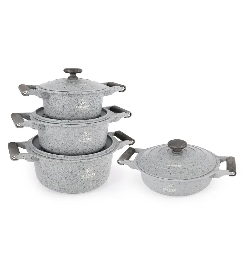 8 Pcs Kitchen Cooking Set with Titanium Coating Induction Bottom