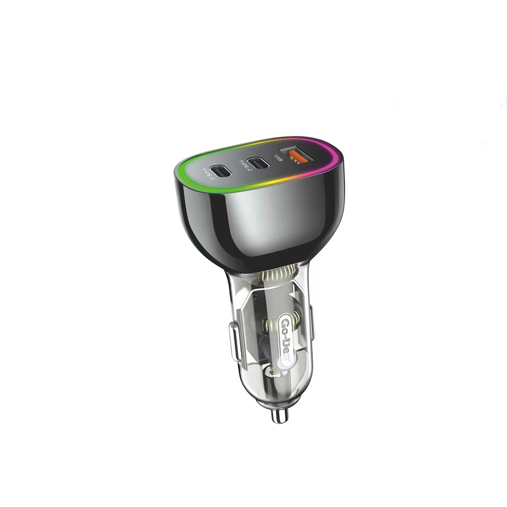 Go Des GD-CC208 Fast Charging Dual Type-C + USB-A Port Car Charger 68W