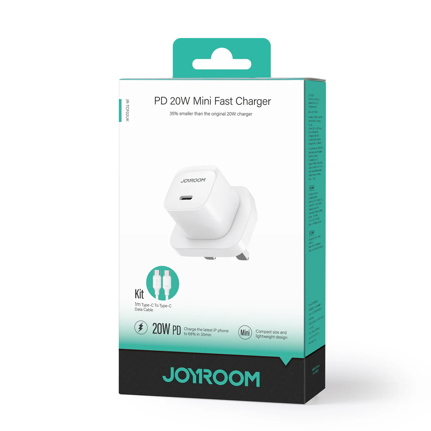 Joyroom mini Charger-white  20W +C to C Cable 1m