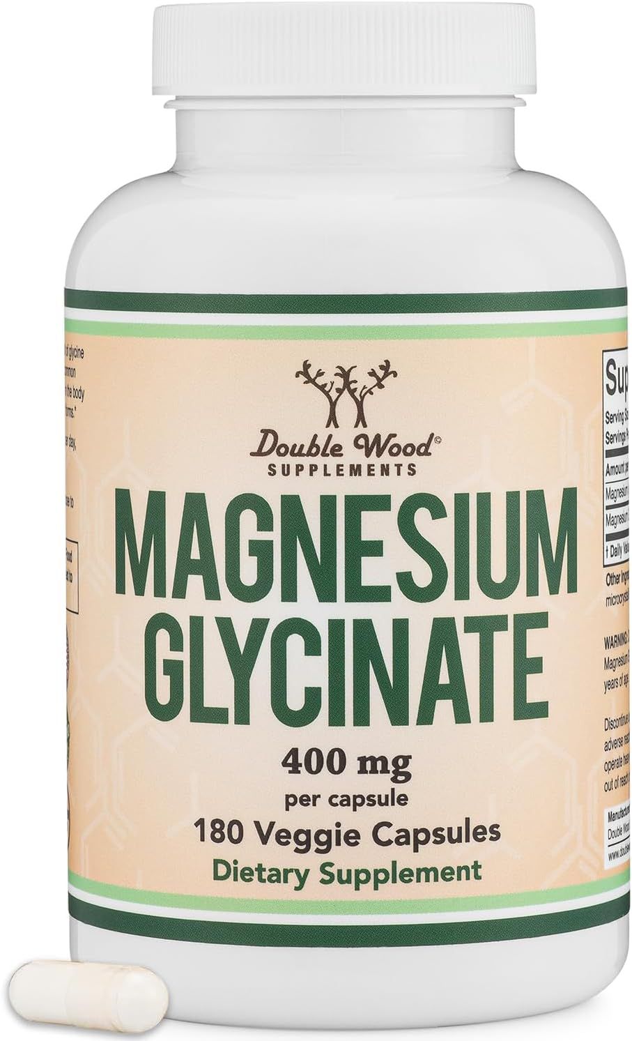 Double Strength Magnesium Glycinate 400 mg, 180 Capsules