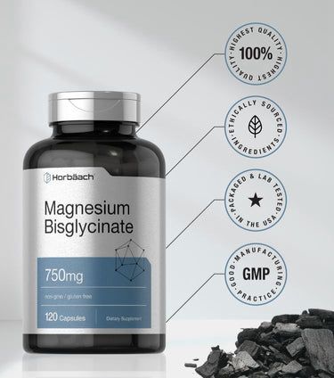 Magnesium Bisglycinate | 120 Capsules | 750mg | Non-GMO and Gluten Free Supplement