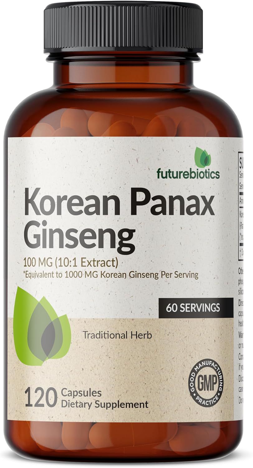 Futurebiotics Korean Panax Ginseng Pills for Memory and Brain Health, Non-GMO, 120 Capsules
