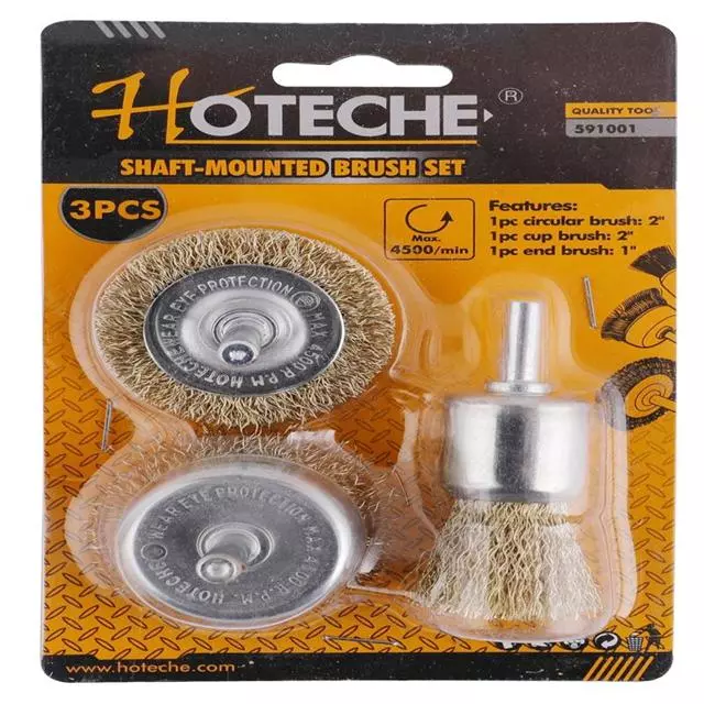 مجموعة فرشاة سلكية مثبتة على عمود مكونة من 3 قطع