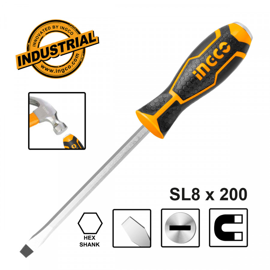Slotted Go-Through Screwdriver 8*200mm color option
